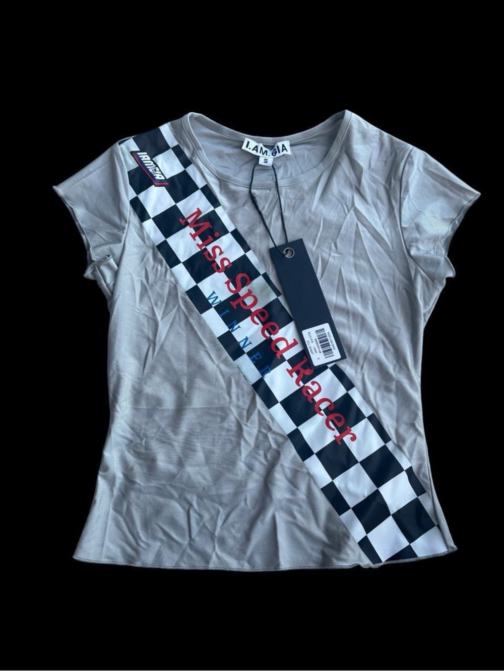 I.AM.GIA Women's Gray Miss Speed Racer Sash Graphic Tee
